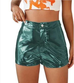 High Waist Skinny Shorts Faux Latex Hot Pants Slim Fit Biker Shorts High Street Sweet Girls
