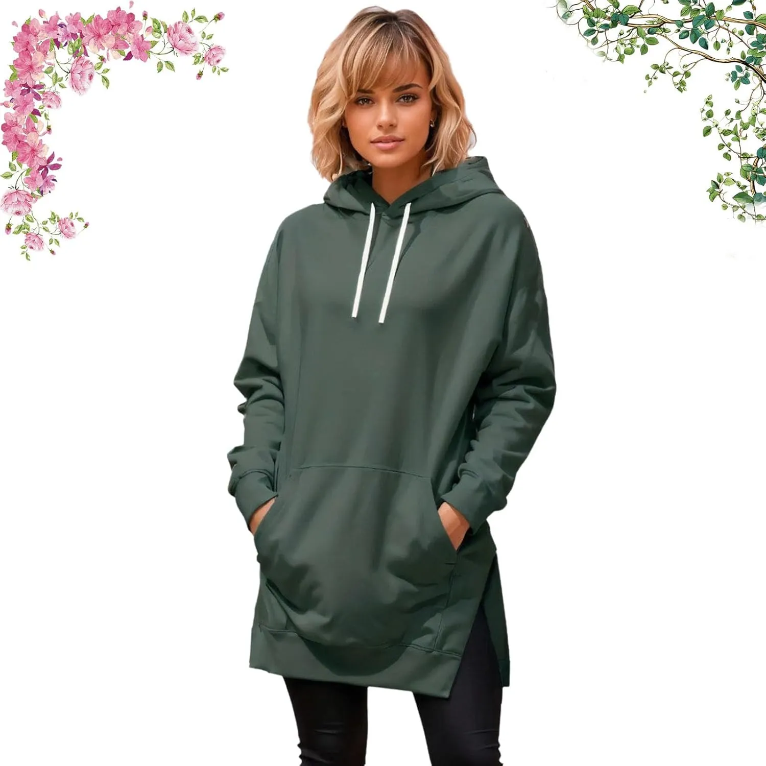 Hoodie Dress for Women with Pockets, 2024 New The Warmy Oversized Hoodie Dress, Pullover Long Sleeve Hoodies with Pocket