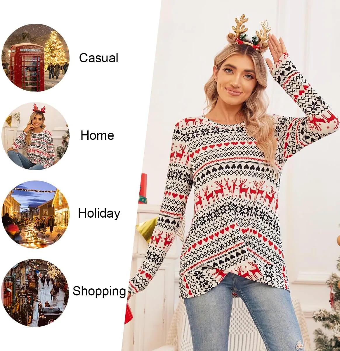 HOTGIFT Women's Long Sleeve Tunic Tops Casual Crewneck T-Shirts Front Twist Top Tee Blouse For Leggings