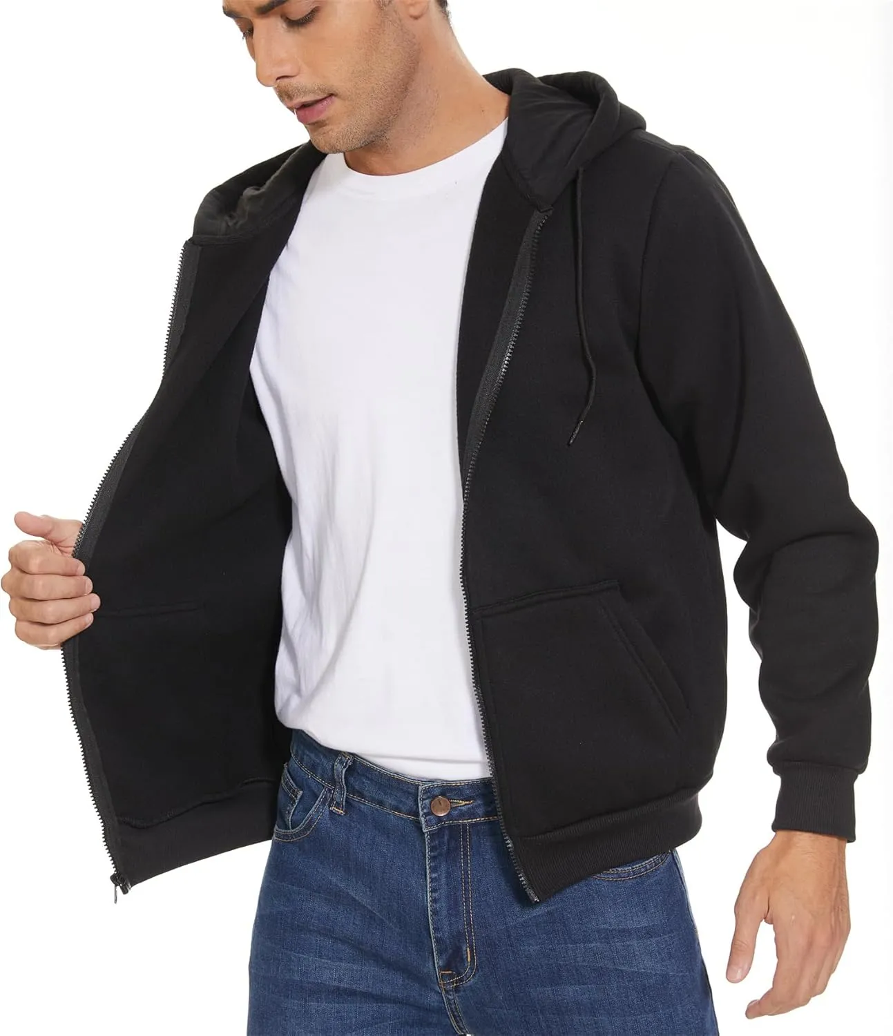 JACKETOWN Hoodie for Men Full Zip Up Sweatshirts Hoodies Lightweight Fashion Jacket with Pockets