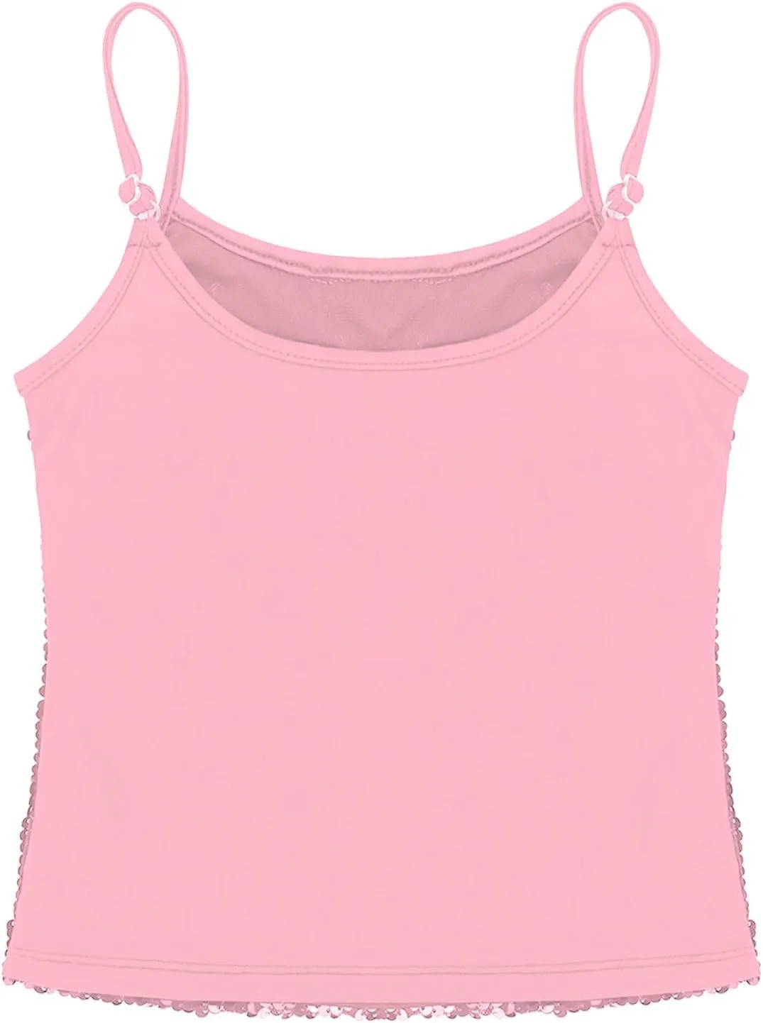 JEATHA Kids Girls Shiny Sequins Sleeveless Tank Top Stage Performance Camisole Shirts Dancewear