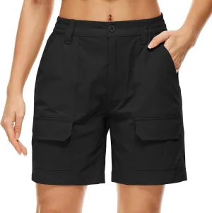Jessie Kidden Womens Stretch Cargo Hiking Shorts Quick Dry Elastic Waist 7" Casual Shorts for Women