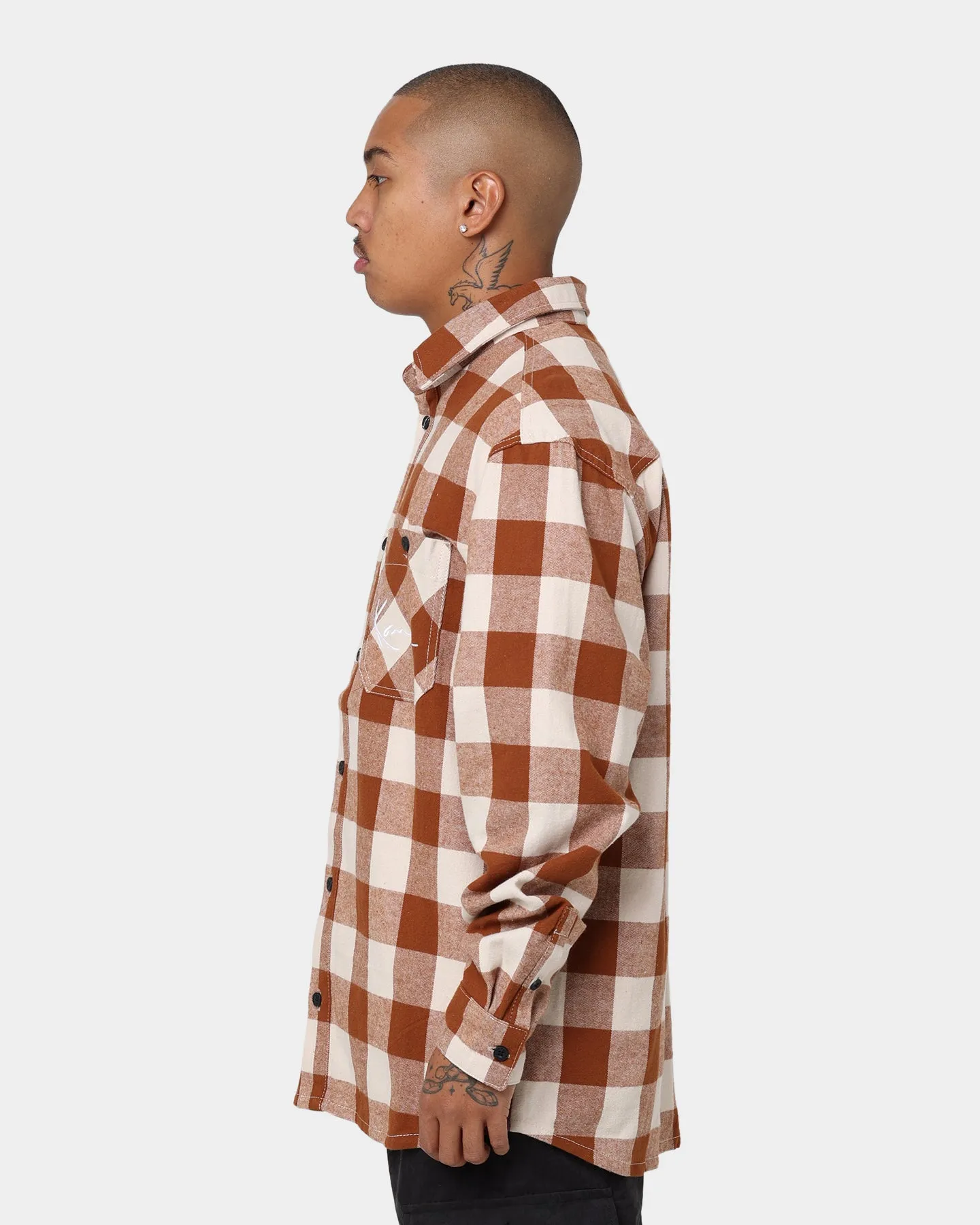 Karl Kani Chest Signature Flannel Shirt Cognac