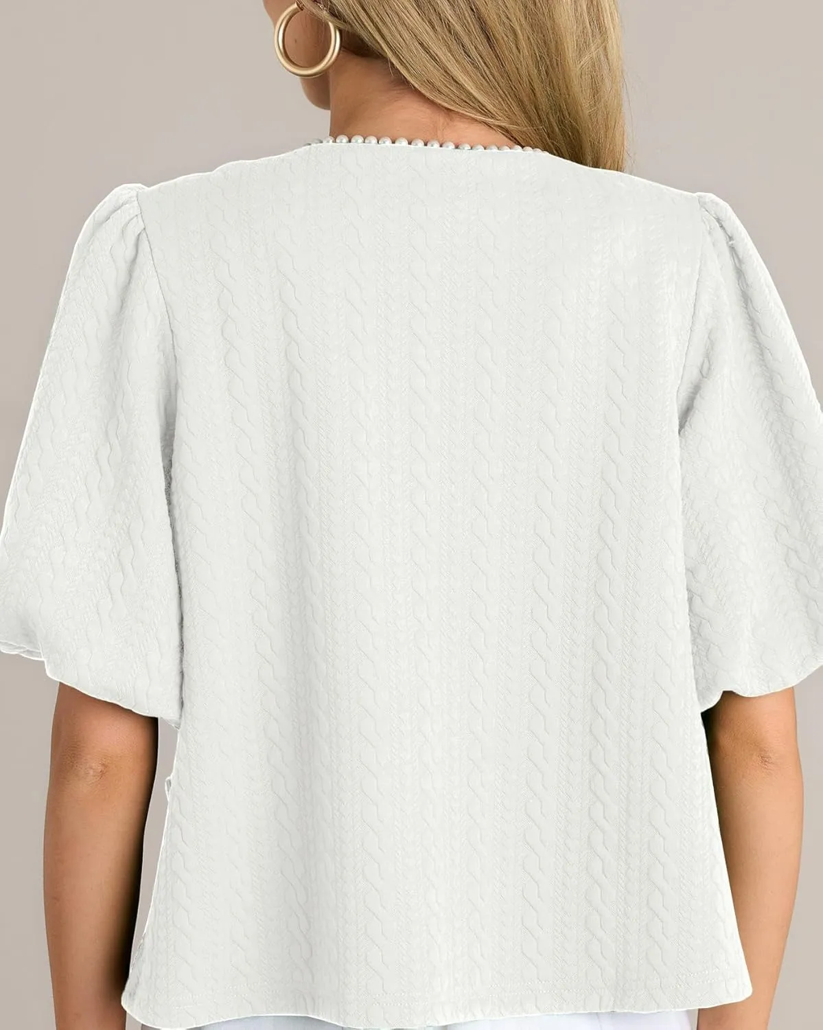 Kedera Puff Short Sleeve Tweed Jacket Women Cropped Jackets Summer Open Front Elegant Trimmed Cardigans with Pearls