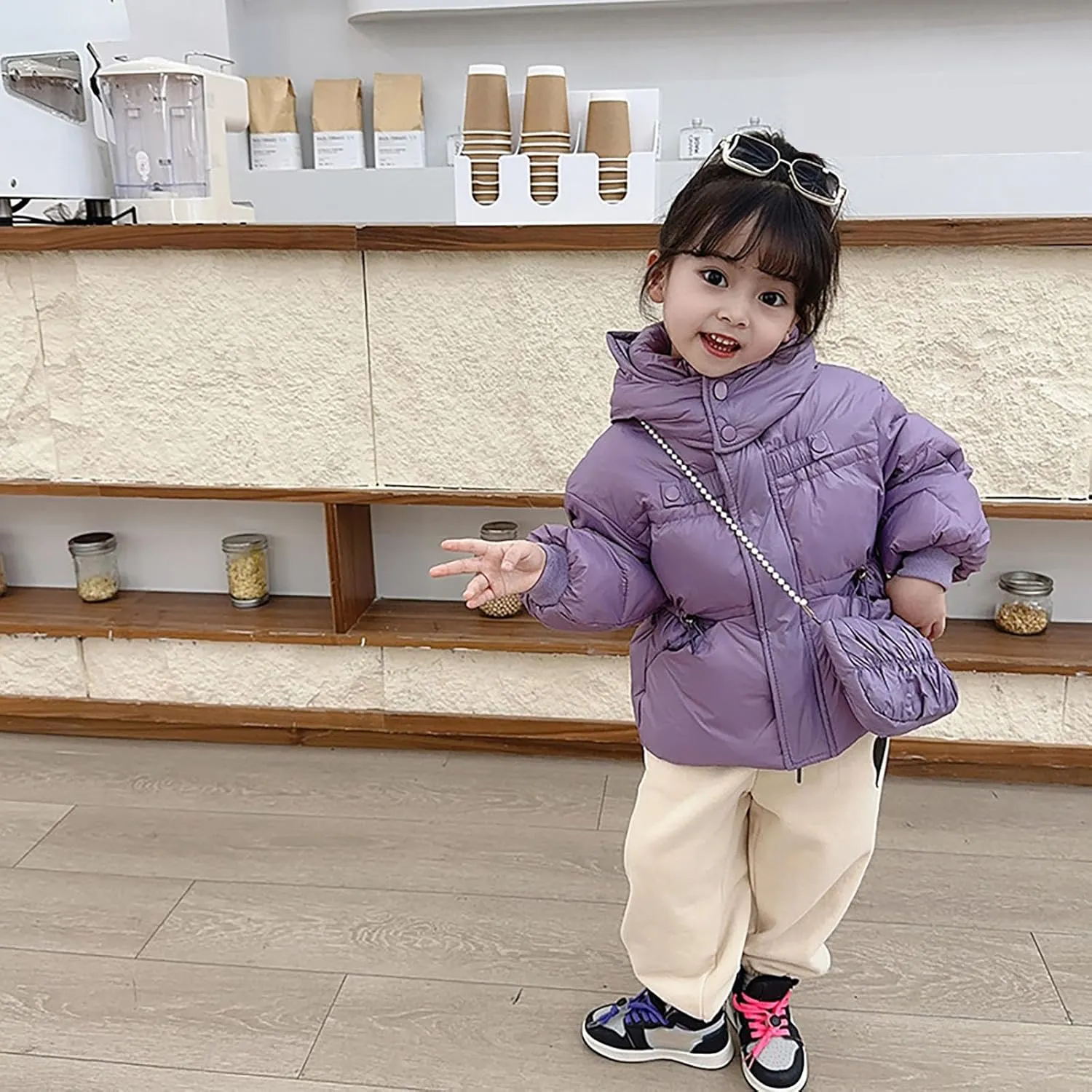 Kids Toddler Baby Girls Boys Winter Warm Thick Solid Cotton Long Sleeve Padded Jacket Coat Padded Jacket with