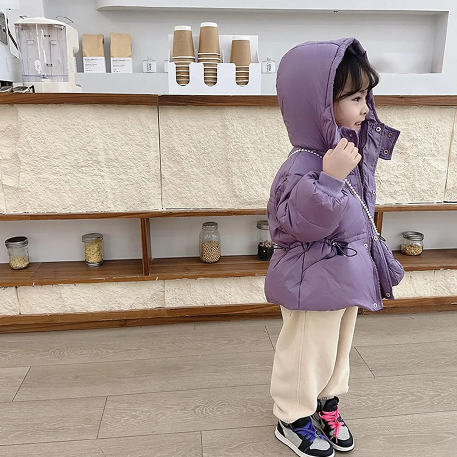 Kids Toddler Baby Girls Boys Winter Warm Thick Solid Cotton Long Sleeve Padded Jacket Coat Padded Jacket with