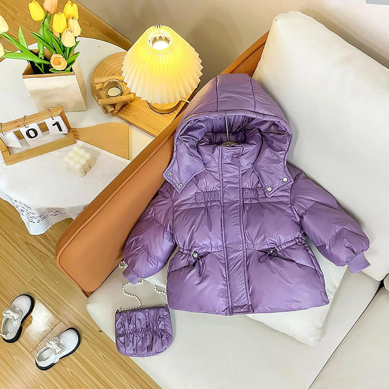 Kids Toddler Baby Girls Boys Winter Warm Thick Solid Cotton Long Sleeve Padded Jacket Coat Padded Jacket with