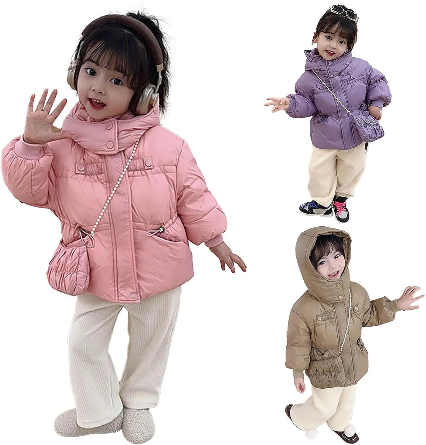 Kids Toddler Baby Girls Boys Winter Warm Thick Solid Cotton Long Sleeve Padded Jacket Coat Padded Jacket with