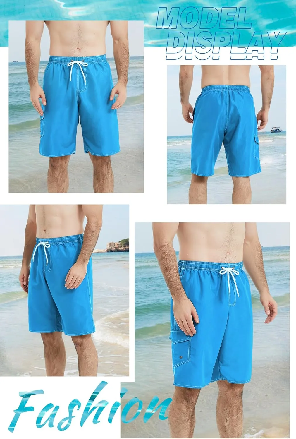 Landisun Mens Swim Trunks Board Shorts Swimsuit Swimwear Swim Shorts Bathing Suits Quick Dry with Mesh Lining