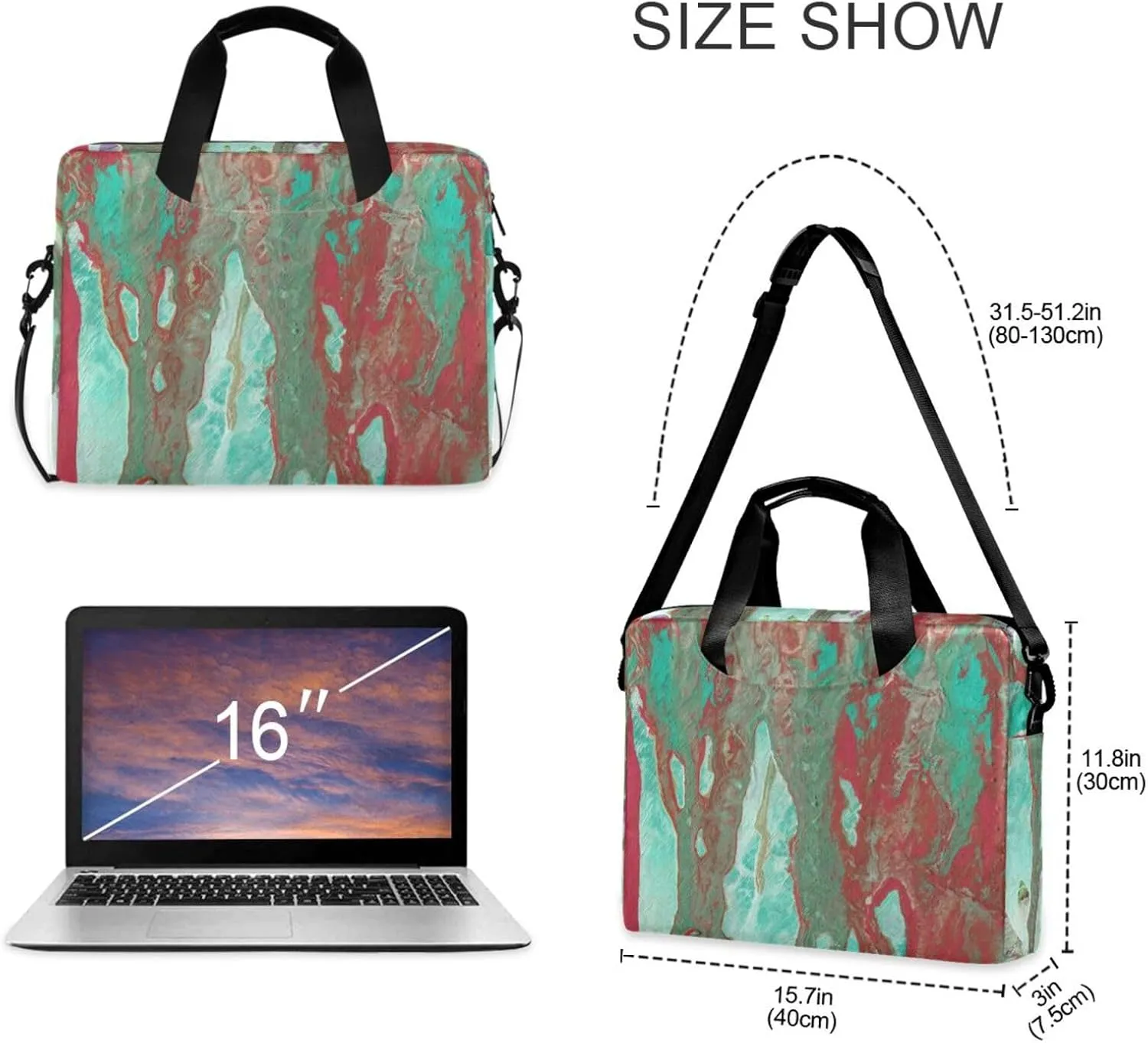 Laptop Computer Tote Bag Briefcase Crossbody with Shoulder Strap Top Handle Men Women