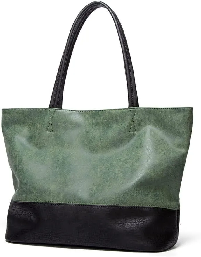 Large Capacity Work Handbag Tote for Women Retro Shoulder Purse Leather Top Handle