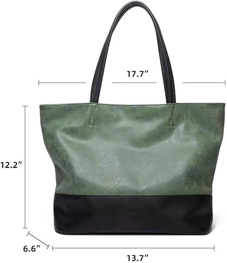 Large Capacity Work Handbag Tote for Women Retro Shoulder Purse Leather Top Handle