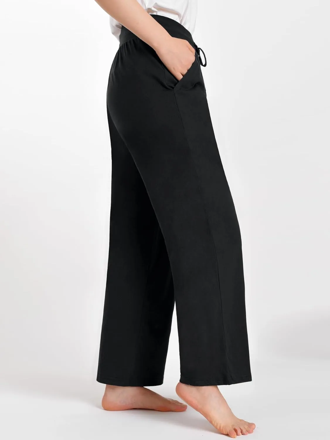Latuza Women's High Waisted Lounge Pants Petite Length Wide Leg