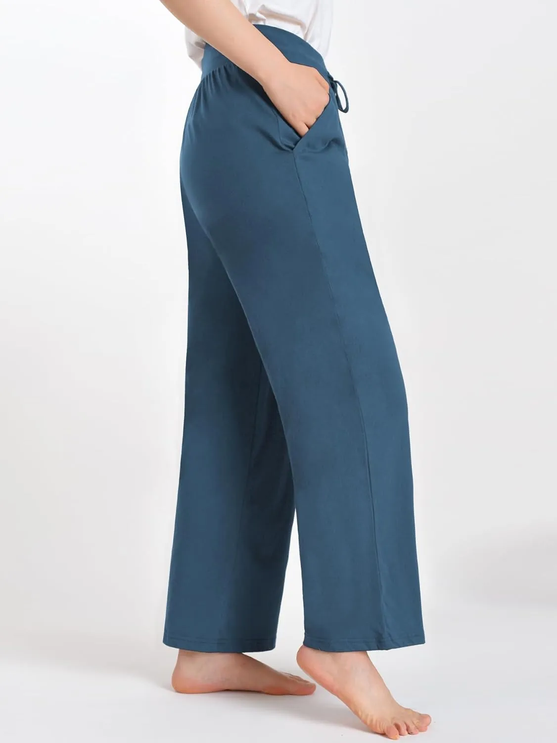 Latuza Women's High Waisted Lounge Pants Petite Length Wide Leg