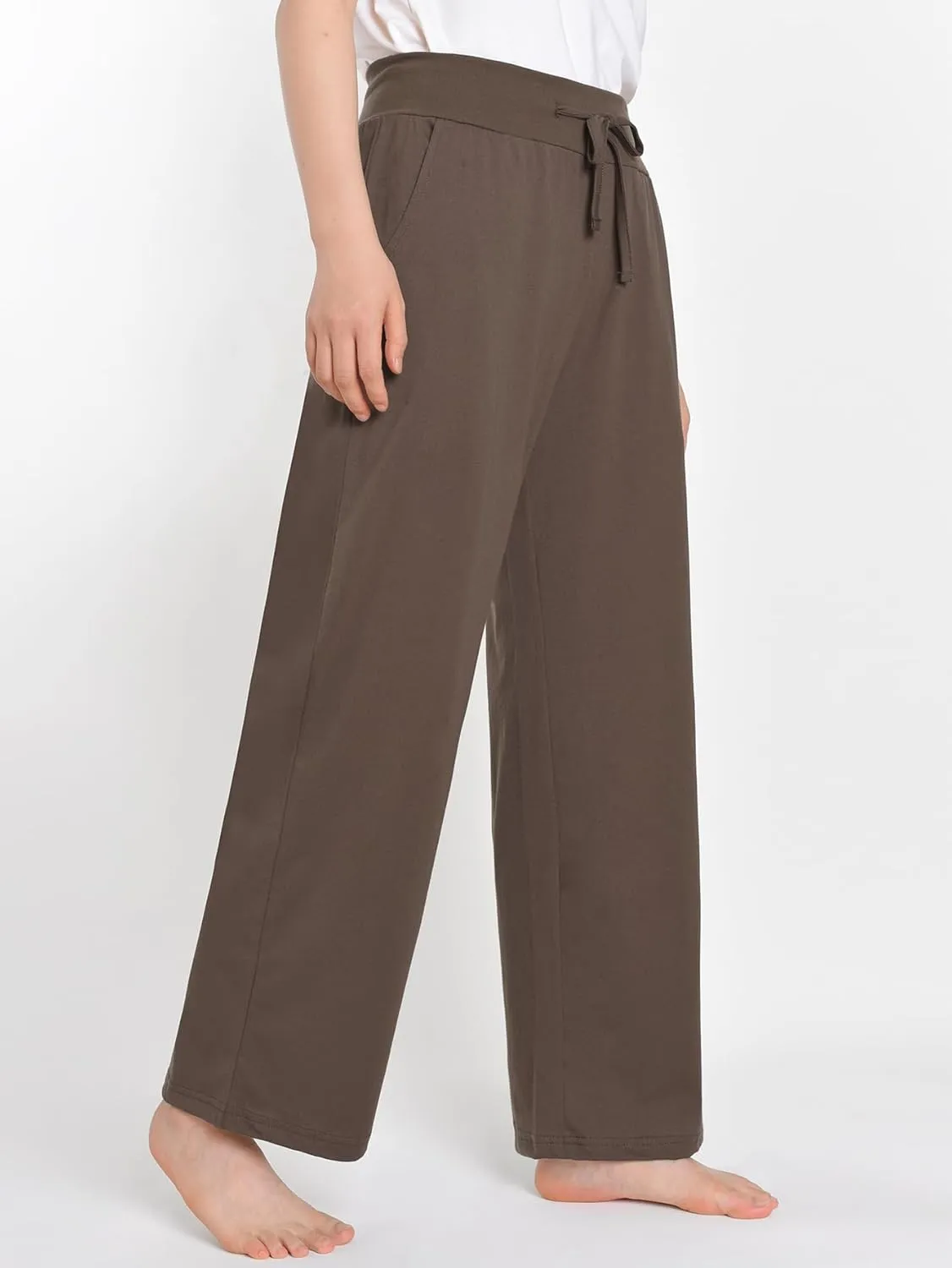 Latuza Women's High Waisted Lounge Pants Petite Length Wide Leg