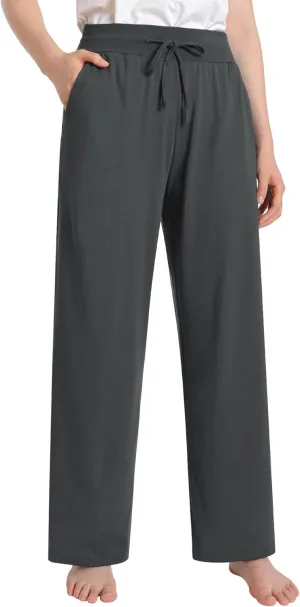 Latuza Women's High Waisted Lounge Pants Petite Length Wide Leg