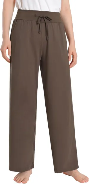 Latuza Women's High Waisted Lounge Pants Petite Length Wide Leg