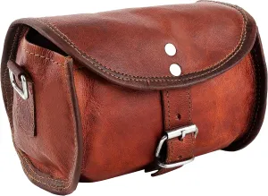 Leather Bike Bag Cycling Pouch Detachable Strap Top Handlebar Rear Seat Saddle