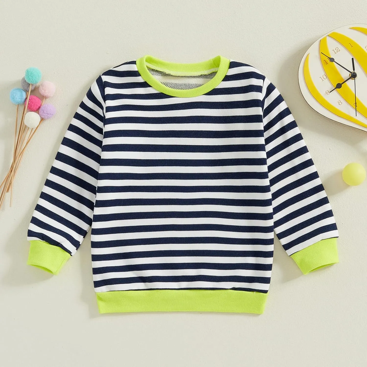 Lefyira Toddler Striped Sweatshirt Oversized Long Sleeve Rainbow Shirt Crewneck Pullover Tops Baby Girl Boy Fall Clothes
