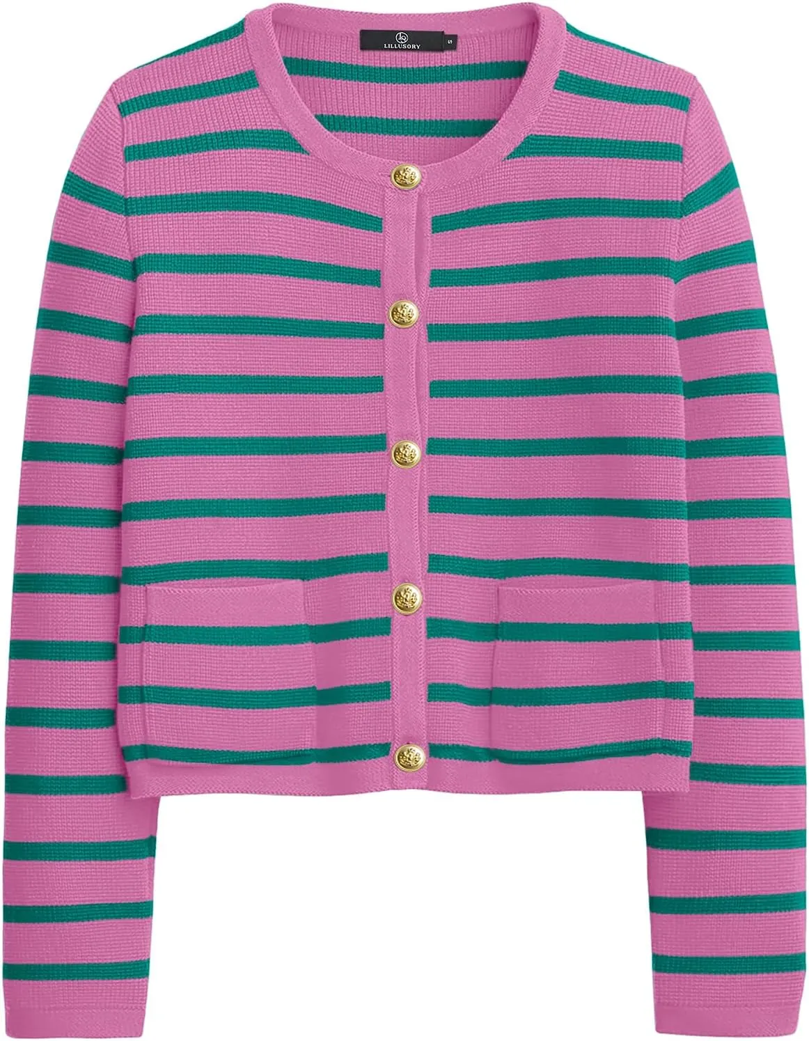 LILLUSORY Women Striped Cardigan Sweaters 2025 Fall Outfit Cloth Fashion Trendy Casual Long Sleeve Tops