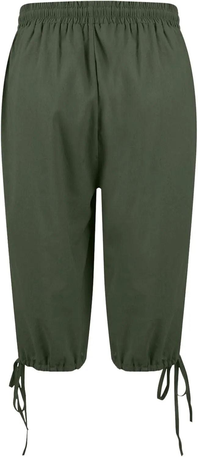 Linen Pants for Women Solid Color Casual Side Lace Summer Drawstring Pants with Pocket for Beach Vacations
