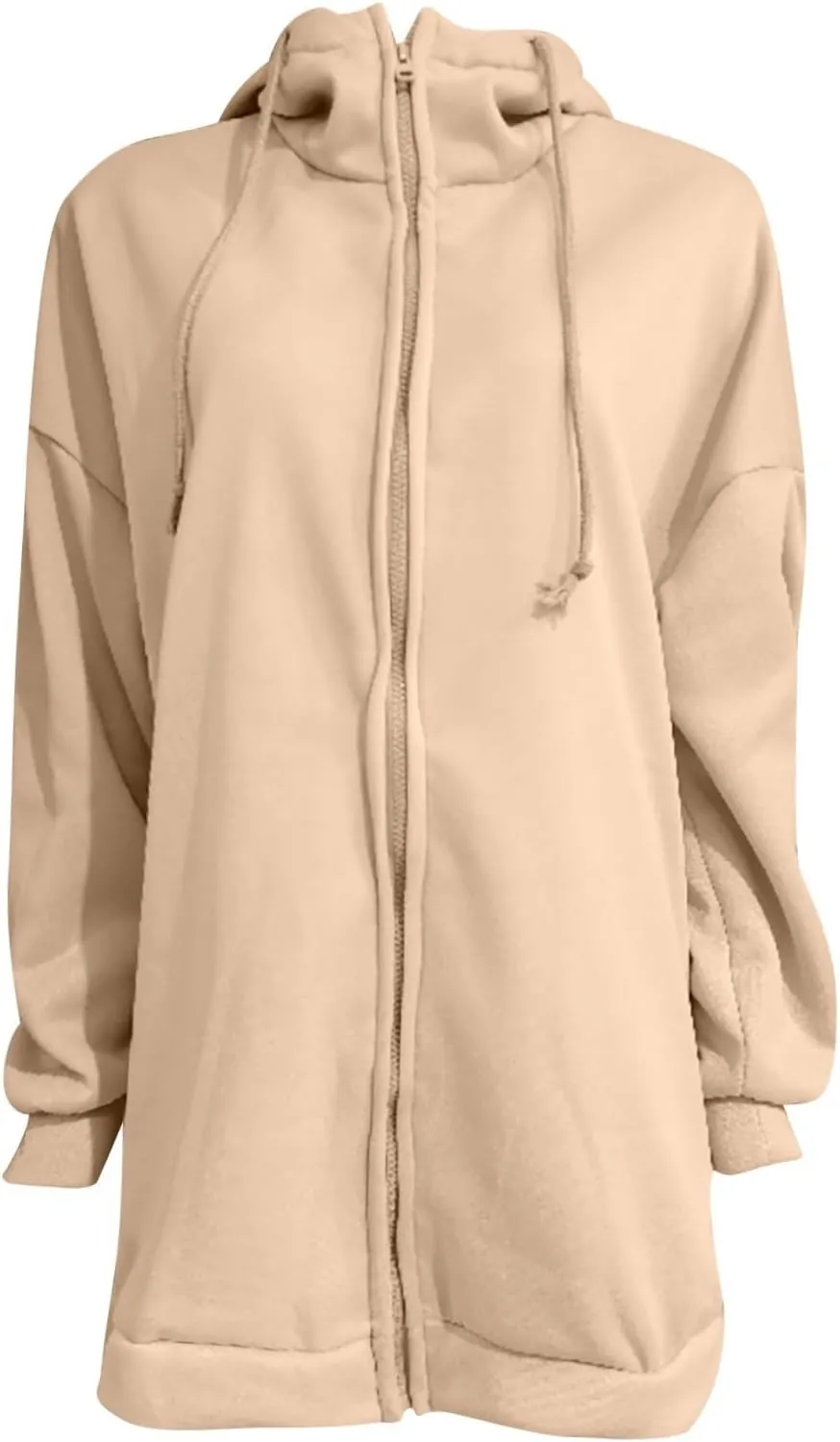 Long Zip Up Hoodies for Women Casual Long Sleeve Hooded Fleece Jackets Loose Fit Tunic Fall Sweatshirts with Pockets