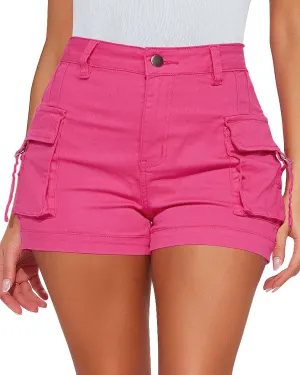luvamia Cargo Shorts for Women Trendy High Wasited Casual Summer Stretchy Utility Cut Off Shorts with Pockets