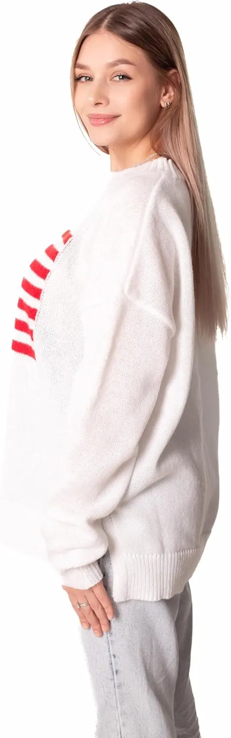 Madore White Soft Oversized American Flag Sweater Women 4th of July 2024 USA Outfits Plus Fourth