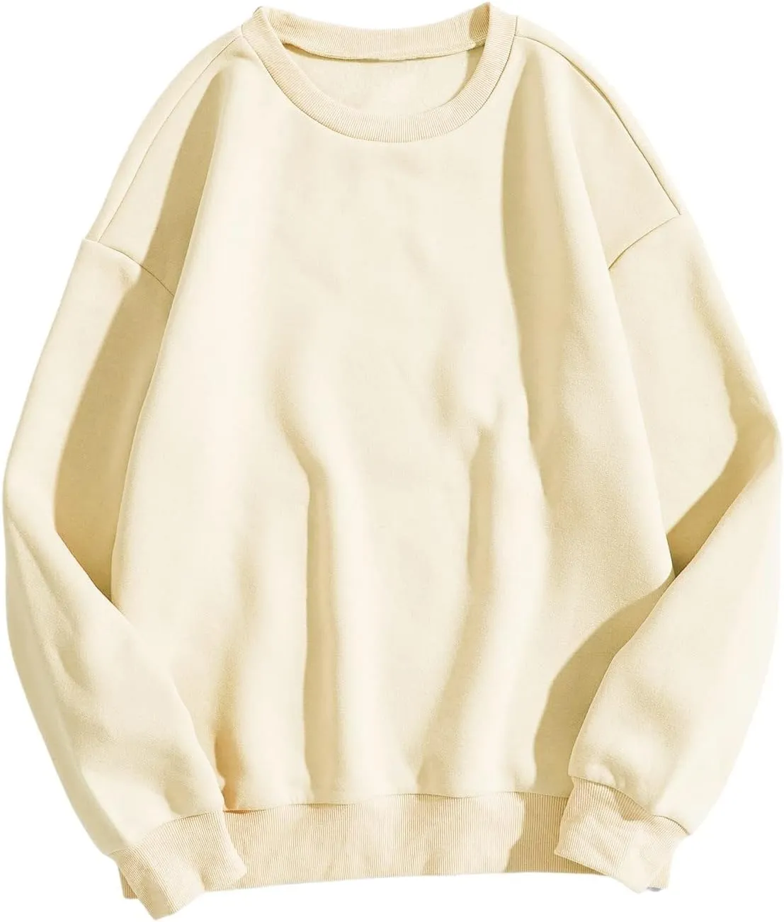MakeMeChic Women's Casual Cute Oversized Long Sleeve Round Crew Neck Sweatshirt Pullover Top