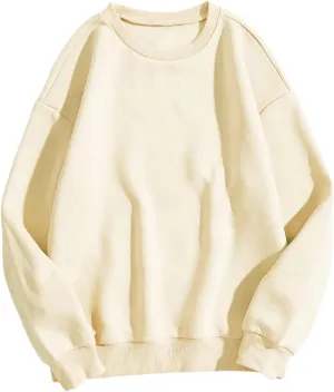 MakeMeChic Women's Casual Cute Oversized Long Sleeve Round Crew Neck Sweatshirt Pullover Top