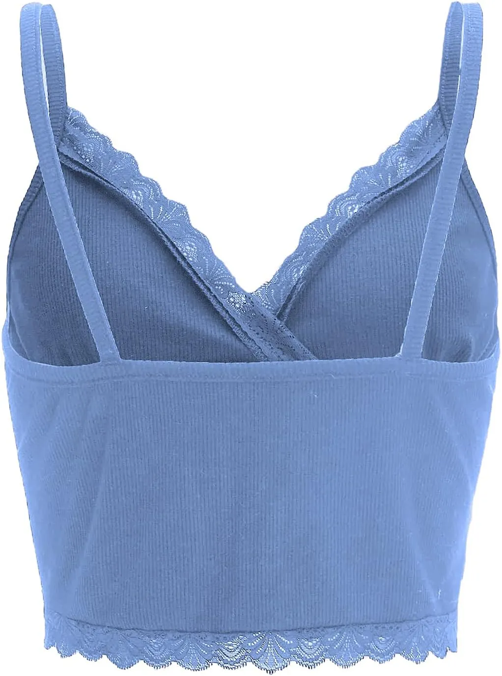 MakeMeChic Women's Y2K Lace Trim V Neck Sleeveless Cami Crop Top Camisole