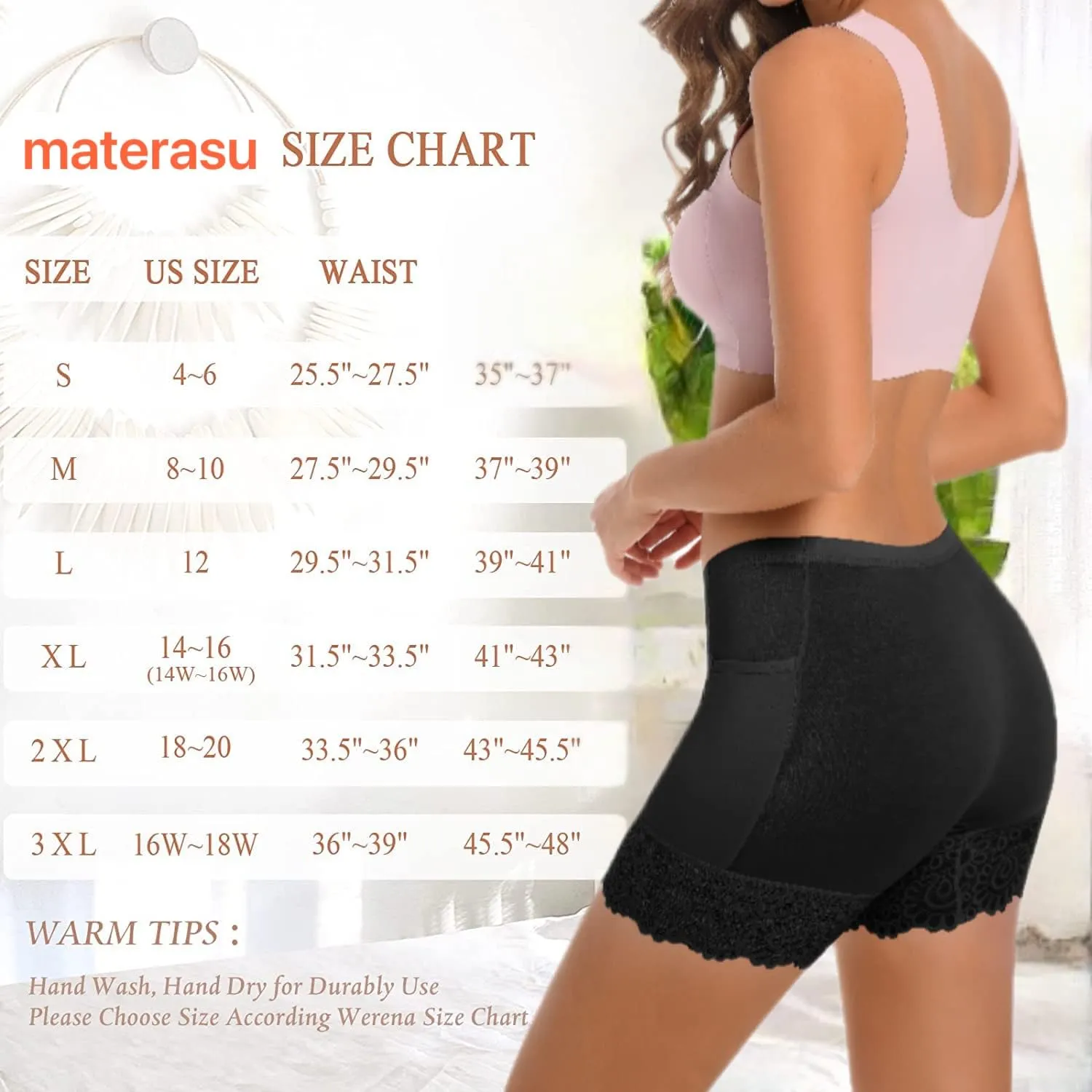 materasu 2pc Seamless Slip Shorts for Under Dresses Women Anti Chafing Underwear Boyshorts Panties Lace Under Shorts