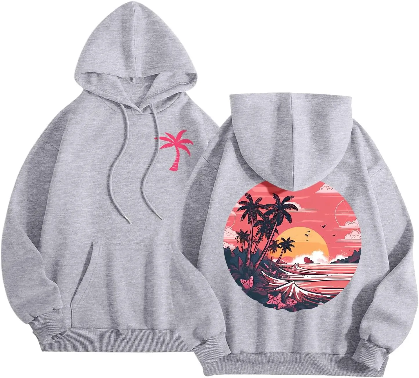 Meet Me at The Ocean Graphic Hoodie For Women Long Sleeve Preppy Sweatshirts Oversized Pullover Hoodies for Teen Girls