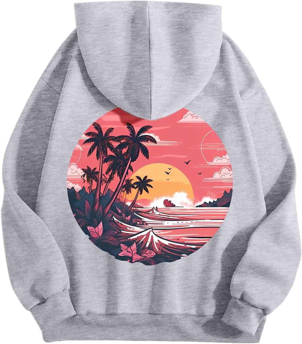 Meet Me at The Ocean Graphic Hoodie For Women Long Sleeve Preppy Sweatshirts Oversized Pullover Hoodies for Teen Girls