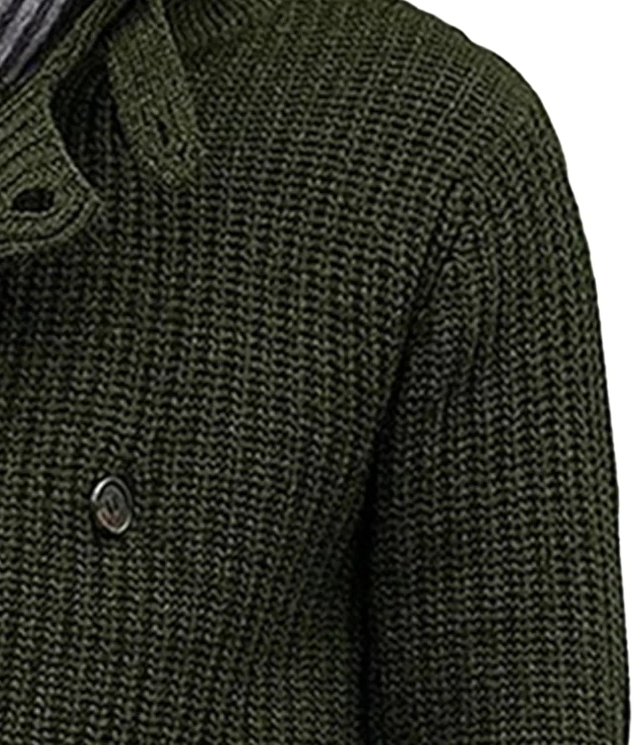 Men Lapel Double Breasted Cardigan Sweater Shawl Collar Cardigan with Pockets Slim Fit Knitwear Cardigan Sweater