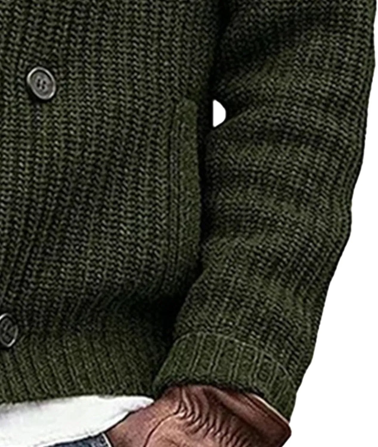 Men Lapel Double Breasted Cardigan Sweater Shawl Collar Cardigan with Pockets Slim Fit Knitwear Cardigan Sweater