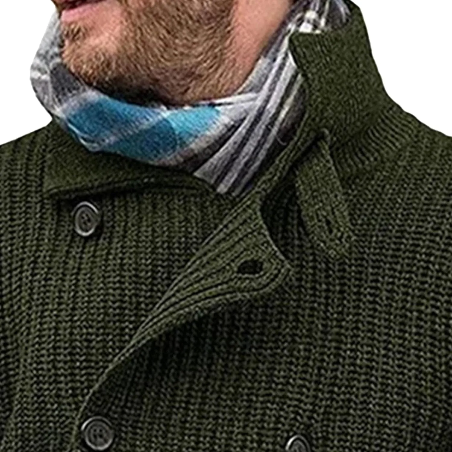 Men Lapel Double Breasted Cardigan Sweater Shawl Collar Cardigan with Pockets Slim Fit Knitwear Cardigan Sweater