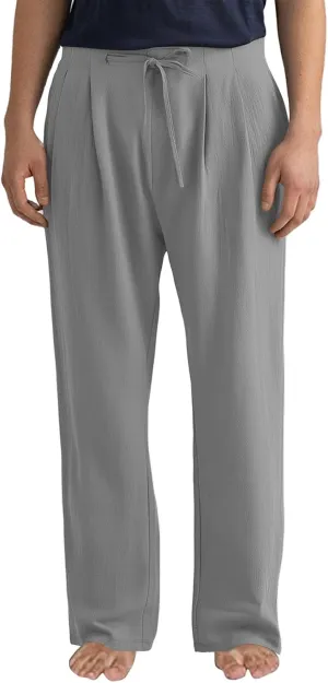 Men Linen Pants Plain Plus Size Flat Front Pants Lightweight Drawstring Waist Vacation Slacks Summer Casual Trousers