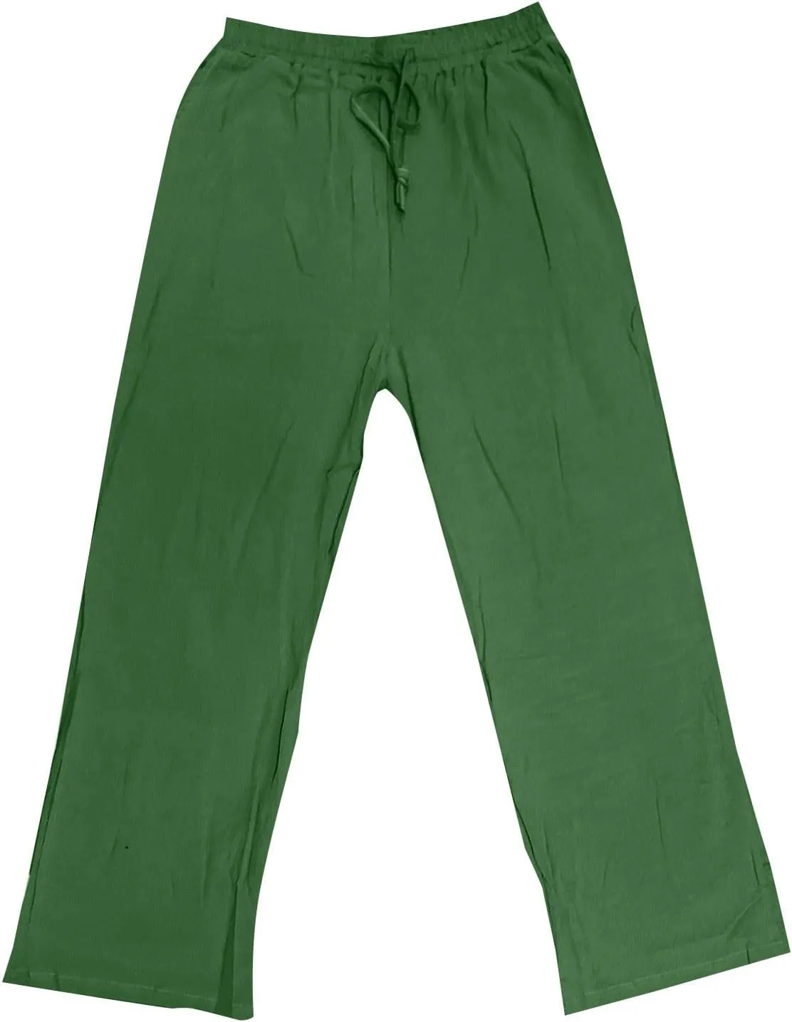 Men Linen Pants Plus Size Solid Beach Vacation Pants Drawstring Waist Lightweight Loose Slacks Summer Casual Trousers