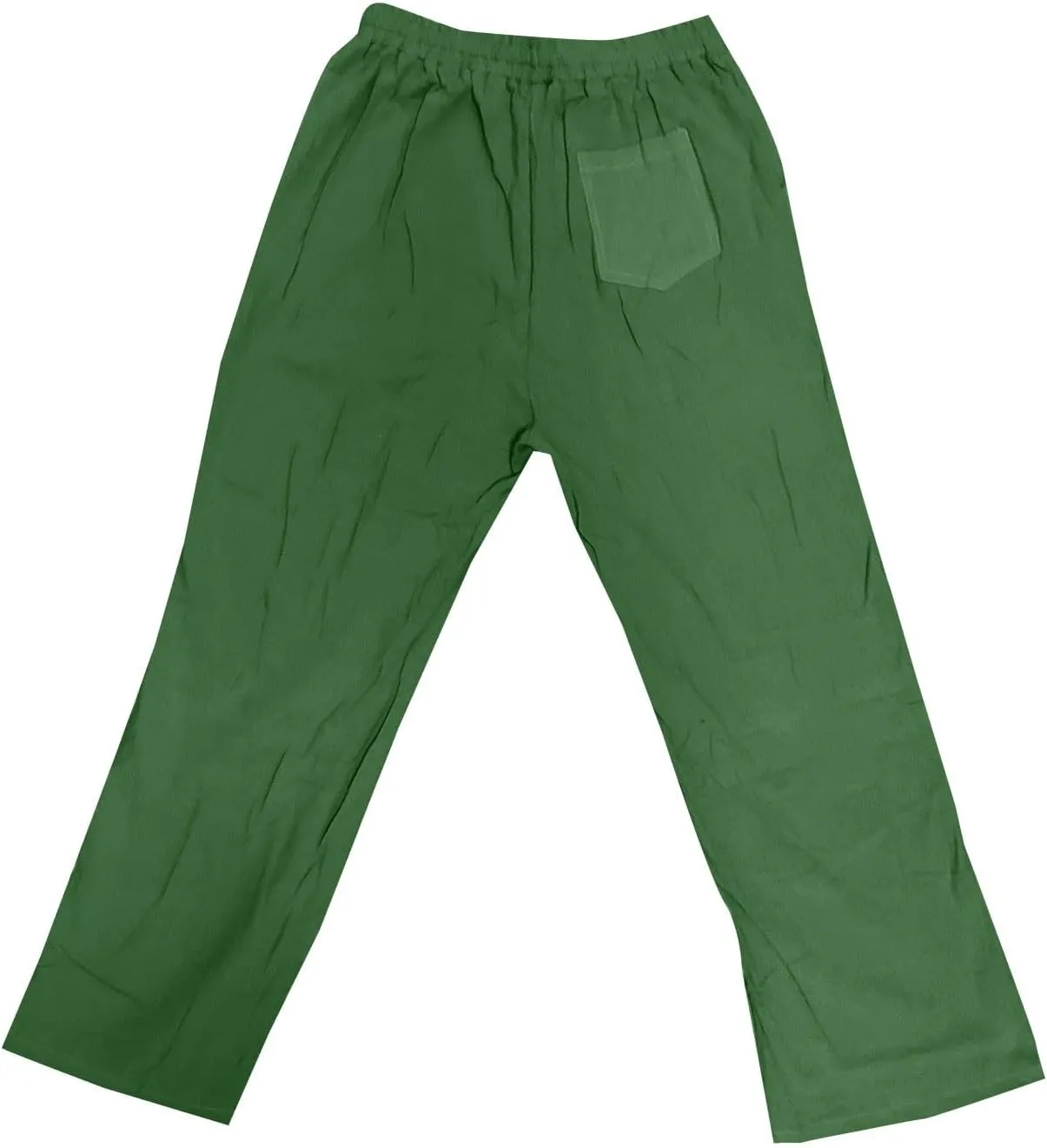 Men Linen Pants Plus Size Solid Beach Vacation Pants Drawstring Waist Lightweight Loose Slacks Summer Casual Trousers