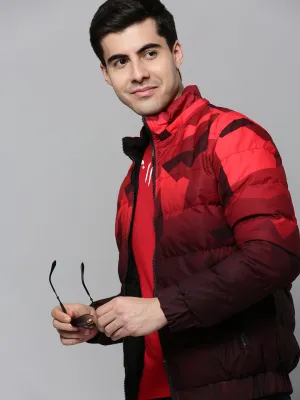 Men Red Reversible Puffer Jacket