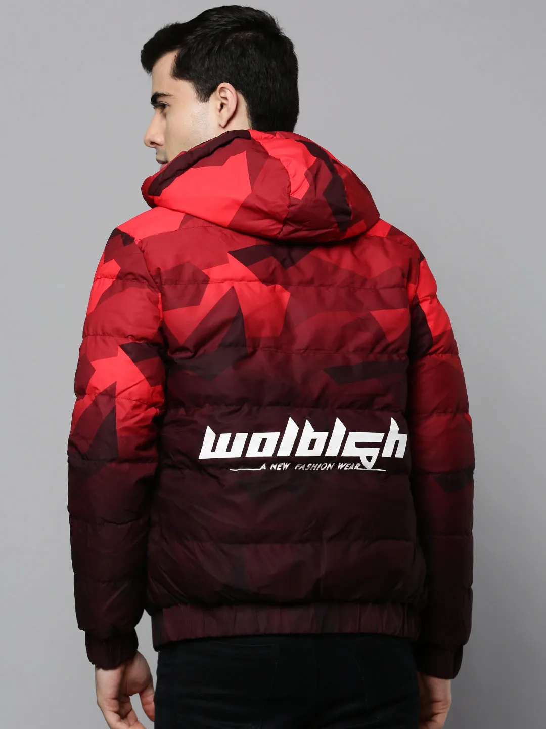 Men Red Reversible Puffer Jacket