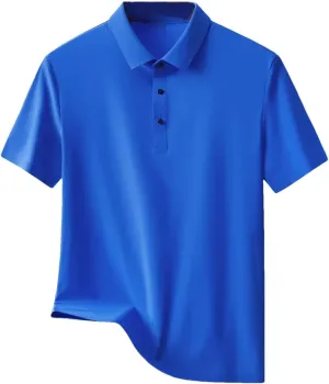 Men Slim Fit Polo Shirts Men Quick Dry Short Sleeve T-Shirt Ice Silk Quick Dry Fit Sports Tee