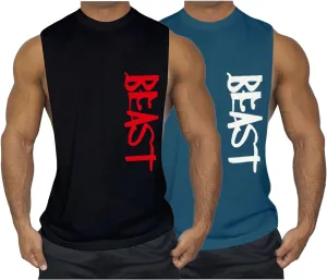 Men's 2 Pack Workout Tank Top Beast Gym Fitness Muscle Tee Cut Open Sides Sleeveless T-Shirt