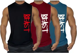 Men's 2 Pack Workout Tank Top Beast Gym Fitness Muscle Tee Cut Open Sides Sleeveless T-Shirt
