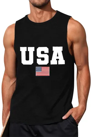 Mens American Flag Tank Top Sleeveless 4th of July Independence Day Tops