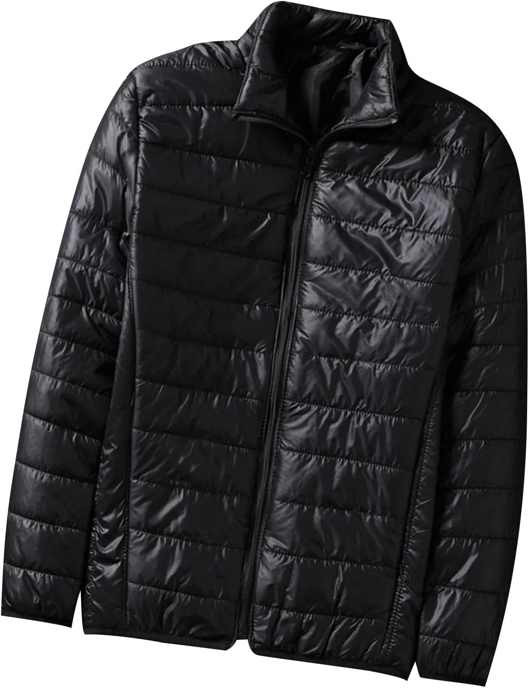 Men's Down Jacket Winter Warm Zipper Stand Collar Cardigan Casual Pocket Long Sleeves Cotton Padded Jackets Coat
