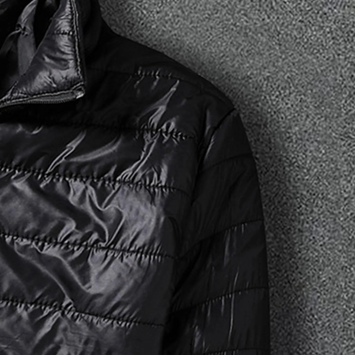 Men's Down Jacket Winter Warm Zipper Stand Collar Cardigan Casual Pocket Long Sleeves Cotton Padded Jackets Coat