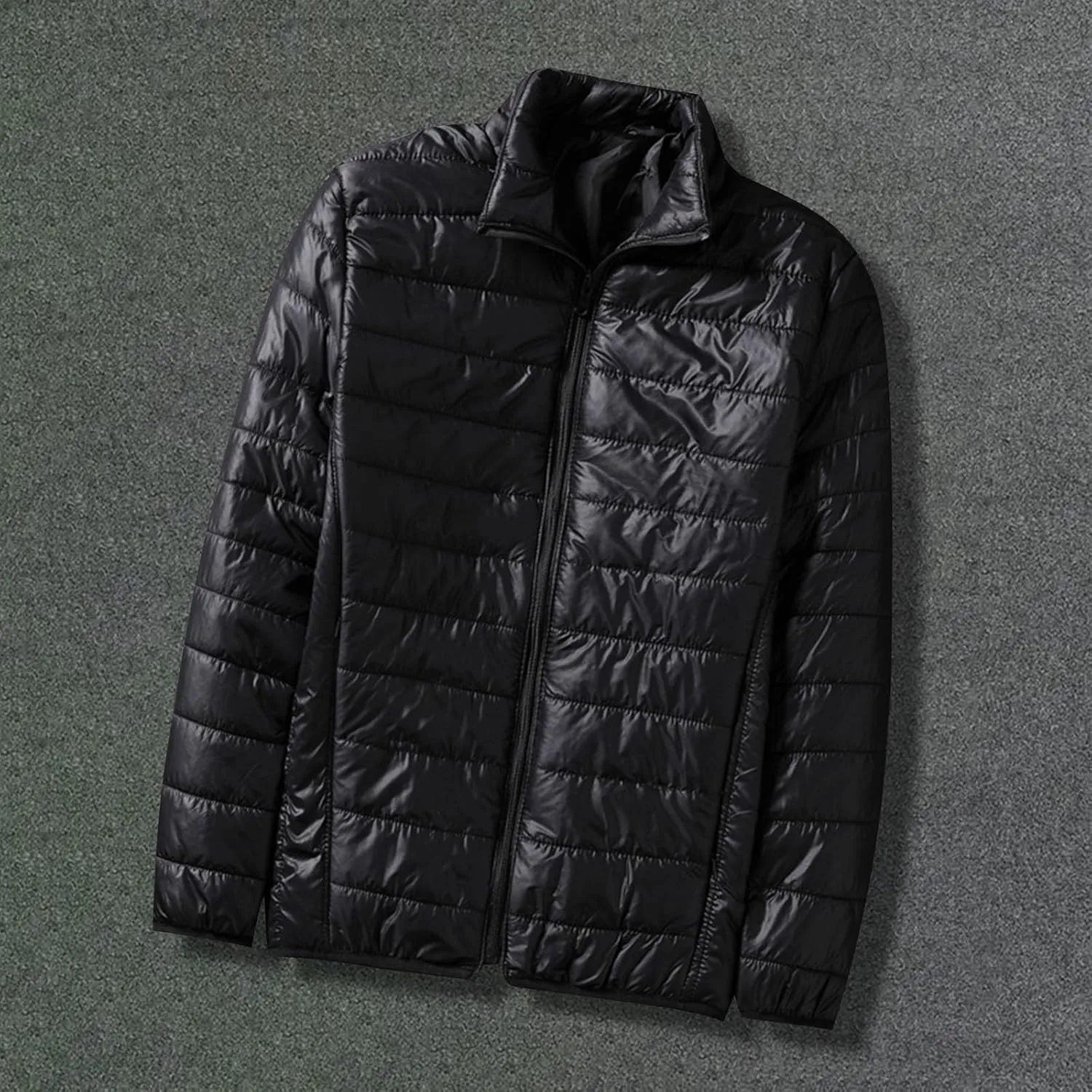 Men's Down Jacket Winter Warm Zipper Stand Collar Cardigan Casual Pocket Long Sleeves Cotton Padded Jackets Coat