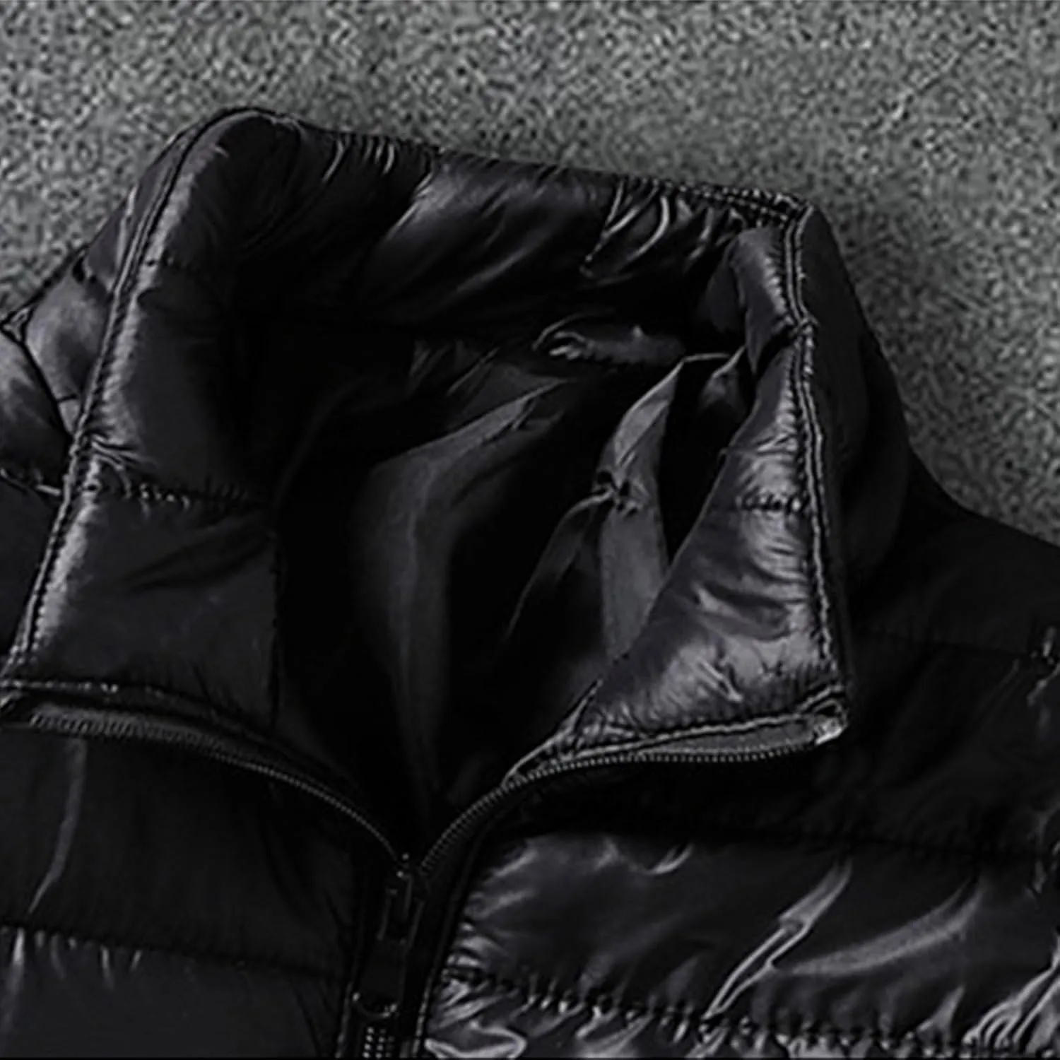 Men's Down Jacket Winter Warm Zipper Stand Collar Cardigan Casual Pocket Long Sleeves Cotton Padded Jackets Coat